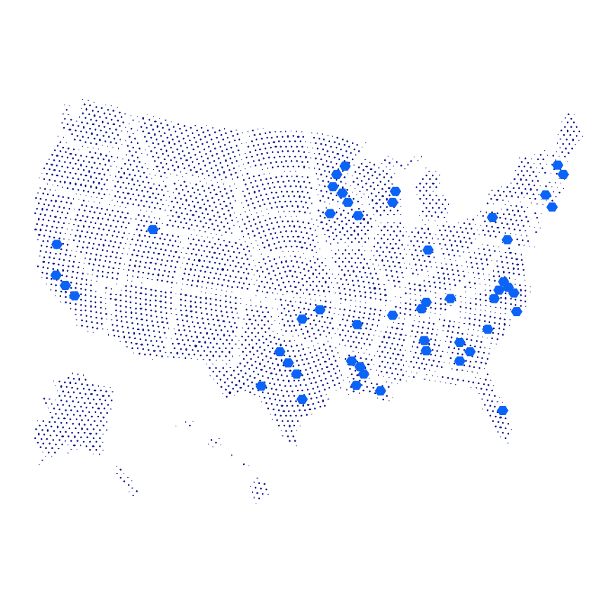 map with blue dots showing Cobalt branch locations