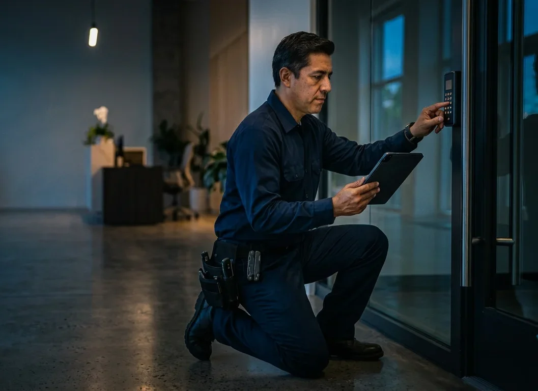 technician installing access control system