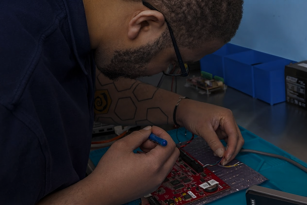 technician working on panel