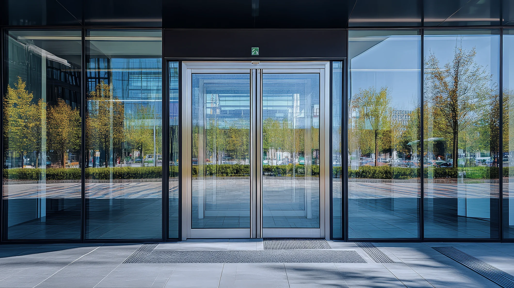 glass door automatic entrance of enterprise building