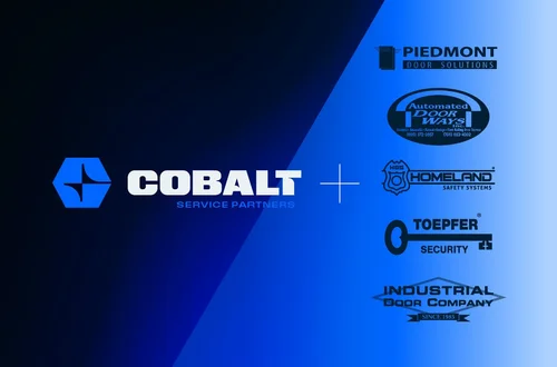 Cobalt, Piedmont Door Solutions, Automated Door Ways, Toepfer Security, Industrial Door Company, and Homeland Safety Systems logo lockup thumbnail